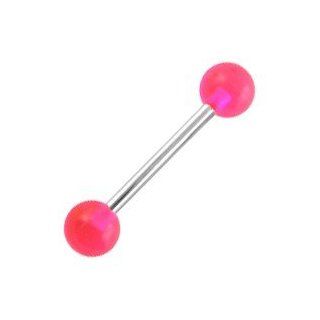 Transparent Pink Acrylic Tongue Ring   Body Piercing & Jewelry by VOTREPIERCING   Size 1.6mm/14G   Length 16mm   Balls 05mm Straight Body Piercing Barbells Jewelry