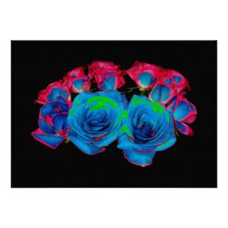 Blue,Pink & Green Bouquet (Solarized Effect) Custom Invite