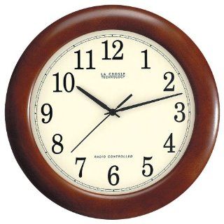 La Crosse Technology WT 3122A 12 1/2 Inch Wood Atomic Analog Clock   Wall Clocks
