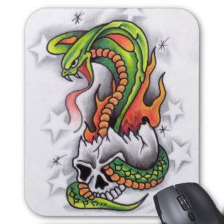 Snake around skull tattoo design Mousemats