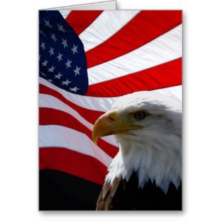 American Eagle & Waving Flag Greeting Card