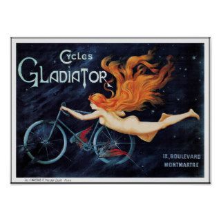 Cycles Gladiator   Vintage Bicycle Poster Print ~