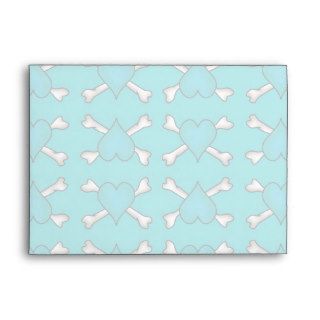 Turquoise Heart and Crossbones Pattern Envelope