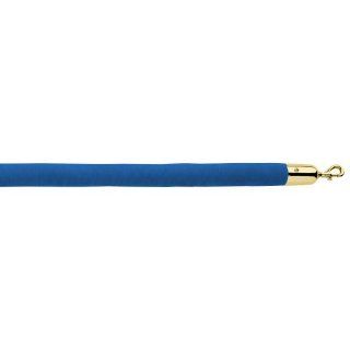 Lavi 00 930161/6CB Velour Rope with Polished Brass Snap Hooks, 1 1/2" Diameter x 6' Length, Cambridge Blue Industrial Safety Rope Barriers
