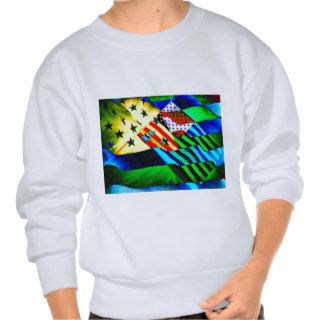 FotoSketcher   American Flag   merged flags 2 Pullover Sweatshirts