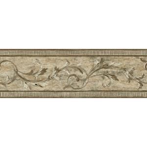 The Wallpaper Company 7 in. x 15 ft. Brown Architectural Scroll Border WC1282428