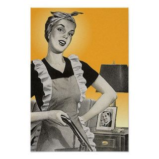 Vintage advertising Vacuum chores Housework Poster