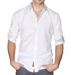 191 Unlimited Men's White Pinstripe Woven Shirt 191 Unlimited Casual Shirts