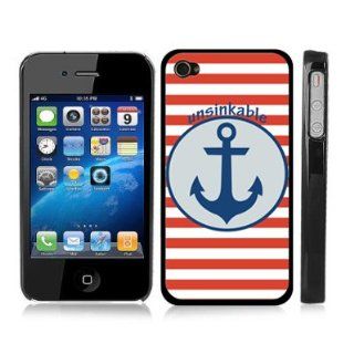 Unsinkable Red Stripe Sailor Captain Sea Life Anchor Snap On Cover w/ Black Hard Carrying Case for iPhone 4/4S Cell Phones & Accessories