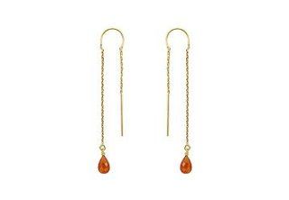 Citrine Thread Earrings 14K Yellow Gold   2.00 CT TGW Dangle Earrings Jewelry