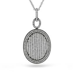 Miadora 18k White Gold 1 1/4ct TDW Diamond and Black Rhodium plated Necklace (G H, SI2) Miadora One of a Kind Necklaces