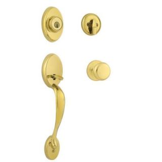 Kwikset Chelsea Single Cylinder Lifetime Polished Brass Handleset with Juno Knob Featuring SmartKey 800CEXJ L03 SMT CP