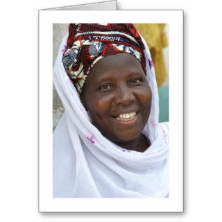 Card, "Smiling Muslim Woman in White Robe"