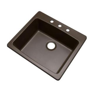 Mont Blanc Northbrook Drop in Composite Granite 25x22x9 3 Hole Single Bowl Kitchen Sink in Mocha 30392Q