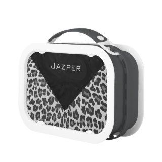 Leopard Gray and Light Gray Print Lunchbox