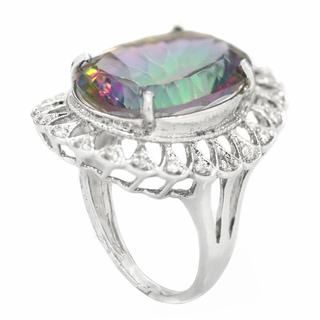 De Buman Sterling Silver Mystic Quartz and Cubic Zirconia Ring De Buman Gemstone Rings