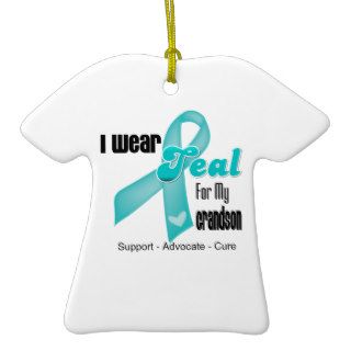 I Wear Teal Ribbon For My Grandson Christmas Tree Ornaments