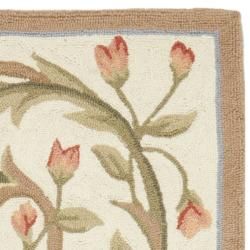 Hand hooked Garden Scrolls Ivory Wool Rug (2'6 x 12') Safavieh Runner Rugs