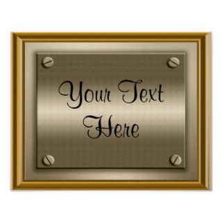 Gold Plaque Poster Print Sign