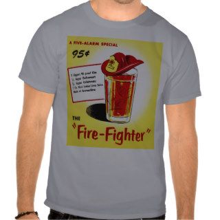 Retro Vintage Kitsch Cocktails Drinks Firefighter T Shirts