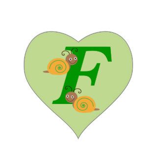 Monagram letter F brian the snail heart stickers