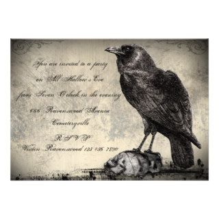 Gothic Horror Halloween Party Invitation The Raven