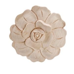 American Pro Decor 6 1/2 in. x 1 in. Unfinished X Large Hand Carved North American Solid Hard Maple Wood Onlay Rose Wood Applique 5APD10366