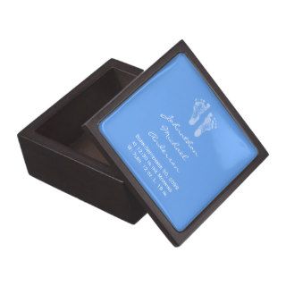 Its a Boy Blue Baby Footprints Birth Announcement Premium Jewelry Boxes
