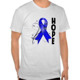 Colon Cancer Floral Hope Ribbon T Shirts