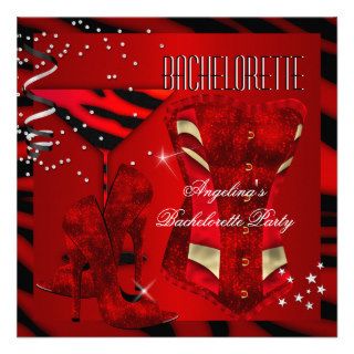 Bachelorette Corset Red High Heel Shoes Custom Invitation