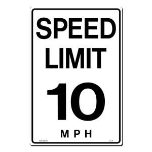 Lynch Sign 12 in. x 18 in. Black on White Plastic Speed Limit 10 M.P.H. Sign A  6 10