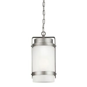 Sea Gull Lighting Bucktown 1 Light Outdoor Weathered Pewter Pendant with Satin Etched Glass 6222401 57