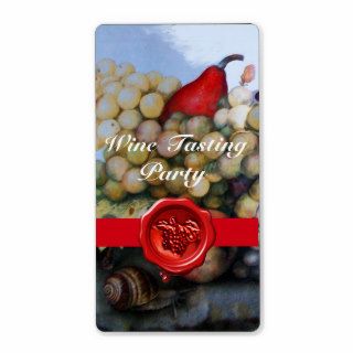 SEASON'S FRUITS WINE TASTING  PARTY,RED WAX SEAL CUSTOM SHIPPING LABEL
