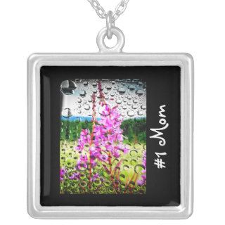 Fireweed With Water Texture; Happy Mother's Day Pendant