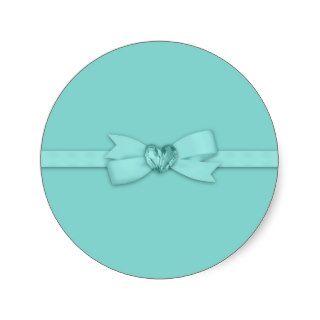 Elegant Heart and Bow Teal Blue Stickers