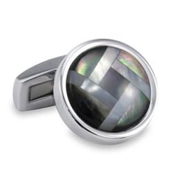 West Coast Jewelry Stainless Steel Mother of Pearl and Abalone Domed Inlay Cuff Links West Coast Jewelry Cuff Links