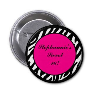 2.25"  Button Monogram Hot Pink Zebra Animal Print
