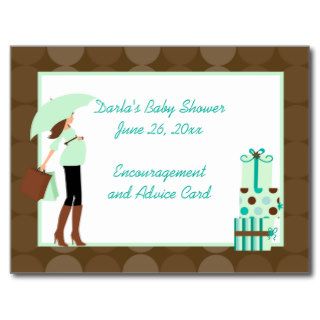 Modern Mom (Green) Baby Shower Advice Cards Postcard
