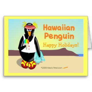 Hawaiian Penguin Holiday Greeting Card