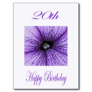 Happy 20th Birthday  purple Blossom Postcard