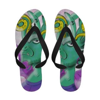 Angry and Purple Elf Flip Flops