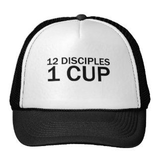 12 DISCIPLES, 1 CUP Funny Last Supper T Shirt Mesh Hats