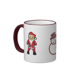 Christmas candy stick, Snowman and santa claus Mugs