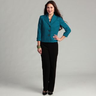 Tahari Women's Teal 3 button Pant Suit Tahari Pant Suits