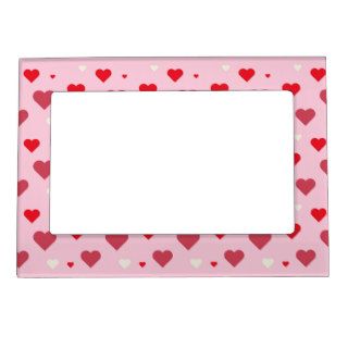 Pink Red White Hearts Pattern Cute Love Background Magnetic Frame