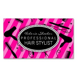 Hot Pink & Black Hair Salon Tools Business Card