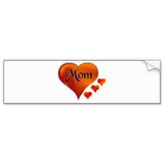 I love Mom Hearts with word "Mom" Bumper Stickers