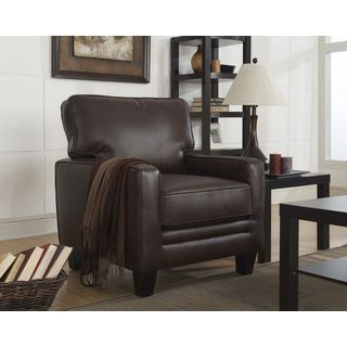 Serta Monaco Bonded Leather Track Arm Biscuit Brown Accent Chair