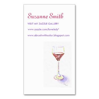 watercolor of a wine glass on a sample bus. card business card