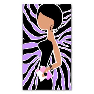 311 Spa Fashionista Purple Zebra Business Card Template